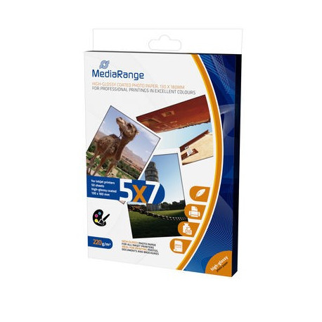MediaRange 130x180mm Photo Paper Cards for inkjet printers, high-glossy coated, 220g, 50 sheets