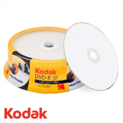 Kodak DVD-R 4.7GB|120min 16x speed, inkjet fullsurface printable, Cake 25