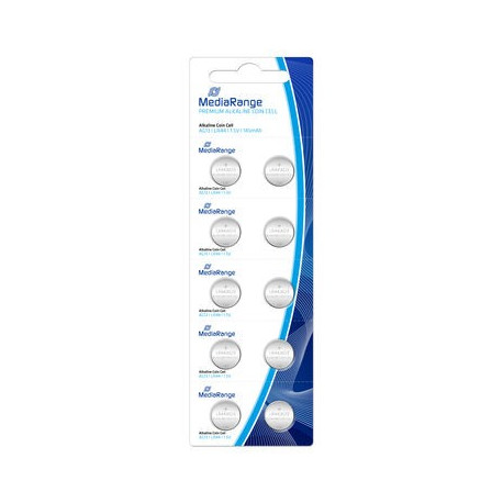 MediaRange Premium Alkaline Coin Cells, AG13|LR44|1.5V, Pack 10