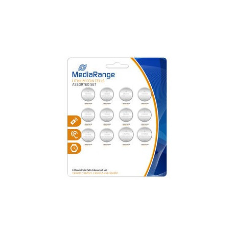MediaRange Lithium Coin Cells, Assorted set, CR2016|CR2025|CR2032|CR2450, Pack 12