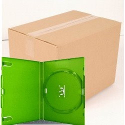 Pack 50 Amaray 14mm Caixa DVD para 1 disco with clips, Verde Brillante
