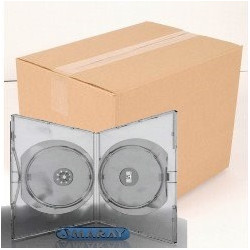 Pack 50 Amaray DVD Case for 2 disc, 14mm, with clips, transparente