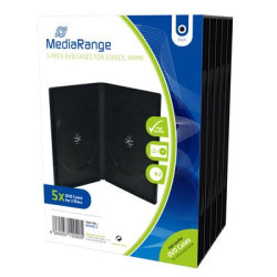Pack 5 MediaRange Capa DVD para 1 disco, 14mm, Preta