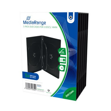 Pack 5 MediaRange DVD Case for 1 disc, 14mm, black