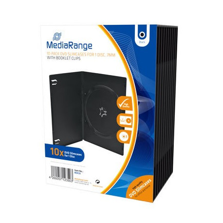 Pack 10 MediaRange DVD Slimcase for 1 disc, 7mm, black