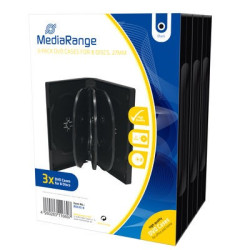 Pack 3 MediaRange Capa DVD para 8 discos, 27mm, Preta