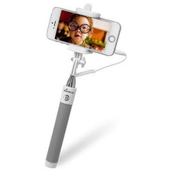 MediaRange Universal Selfie-Stick para Smartphones, com cable, blanco/gris