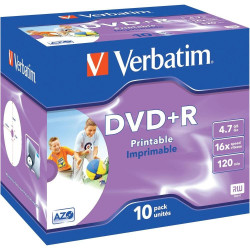 Verbatim DVD+R AZO 4.7GB 16X WIDE PRINTABLE SURFACE Jewelcase Pack 10
