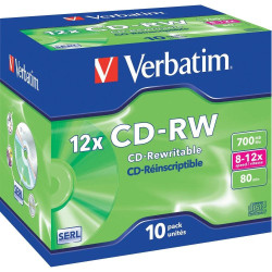 Verbatim CD-RW SERL 700MB 12X SCRATCH RESISTANT SURFACE Jewelcase Pack 10