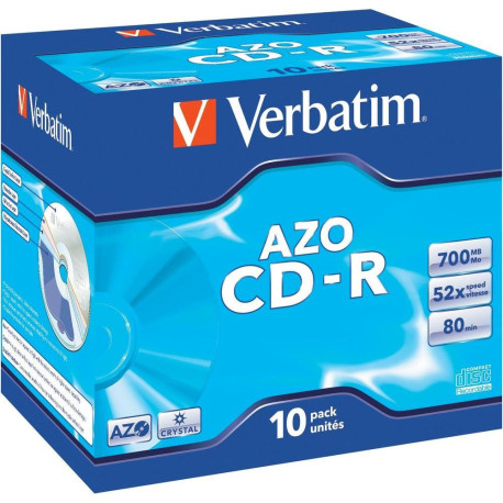 Verbatim CD-R AZO 700MB 52X CRYSTAL SURFACE Jewelcase Pack 10