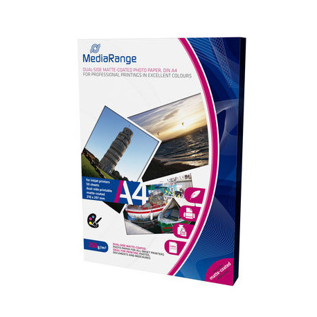 MediaRange DIN A4 Photo Paper for inkjet printers, dual-side matte-coated, 250g, 50 sheets