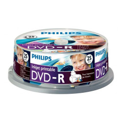 Philips DVD-R 4,7GB 16x Printable mate Cakebox (25 unidades)