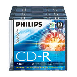Philips CD-R 80Min 700MB 52x Slim Case (10 unidades)