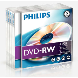 Philips DVD-RW 4,7GB 4x Jewel Case (5 unidades)