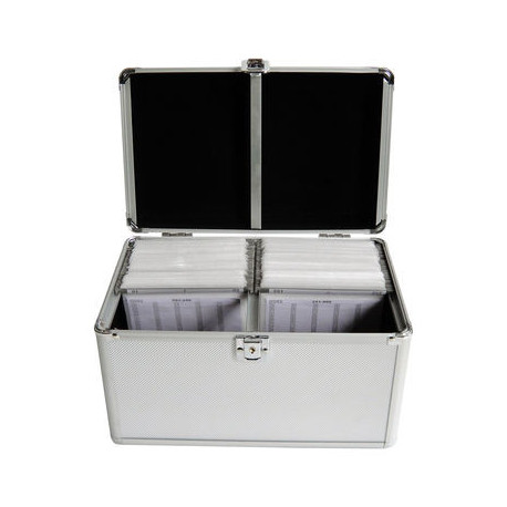 MediaRange Media storage case for 200 discs, aluminum look, with hanging sleeves, silver