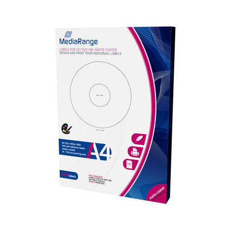 MediaRange Labels for CD|DVD|BD, 41-118mm, matte-coated, Pack 100