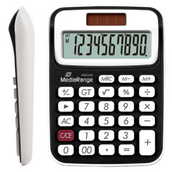 MediaRange calculator with 10-digit LCD, solar and battey-powered, black/white