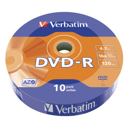 DVD-R 16X VERBATIM "MATT SILVER AZO" BOBINA 10 PCS