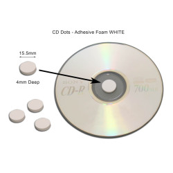 Esponja CD, DVD, adesivo trazeiro, branco, Pack 50