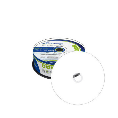 MediaRange DVD-R 4.7GB, inkjet fullsurface printable, Waterguard white, high-glossy and waterproof, Cake 25
