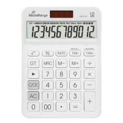 MediaRange Calculator with tax function, 12-digit LCD, solar and battery powered