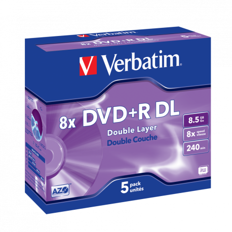 Verbatim DVD+R DOUBLE LAYER 8.5GB 8X MATT SILVER SURFACE Jewelcase Pack 5