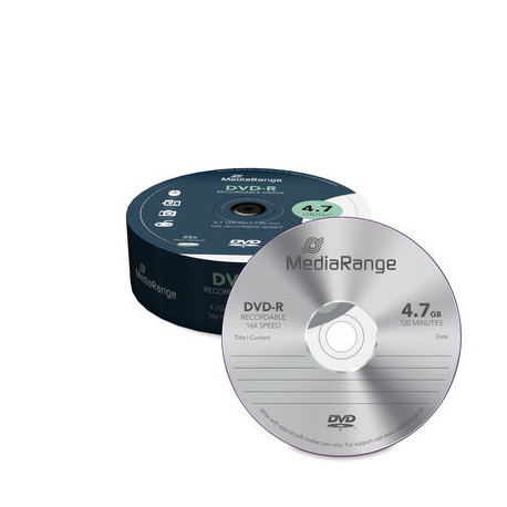 MediaRange DVD-R 4.7GB|120min 16x speed, Cake 25