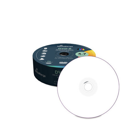 MediaRange DVD-R 4.7GB|120min 16x speed, inkjet fullsurface printable, Cake 25