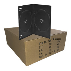 Pack 100 - 7mm Caja DVD Double Slim para 2 discs, Negra