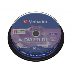 Verbatim DVD+R DOUBLE LAYER 8.5GB 8X MATT SILVER SURFACE Cake 10