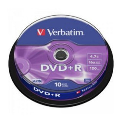 Verbatim DVD+R AZO 4.7GB 16X MATT SILVER SURFACE Cake 10