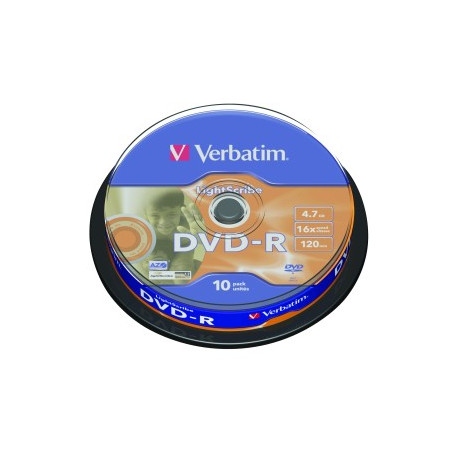Verbatim DVD-R AZO 4.7GB 16X LIGHTSCRIBE SURFACE VERSION 1.2 Cake 10
