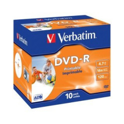 Verbatim DVD-R AZO 4.7GB 16X WIDE PRINTABLE SURFACE Jewelcase Pack 10