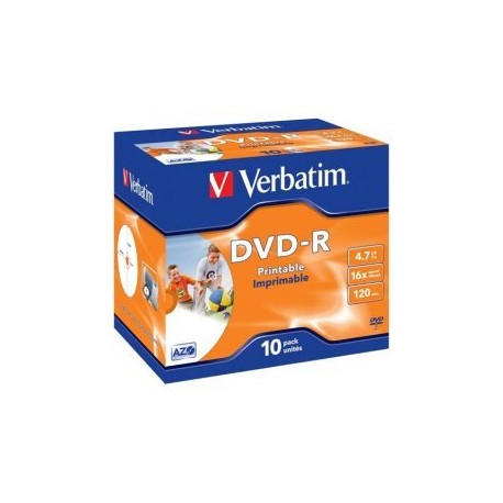 Verbatim DVD-R AZO 4.7GB 16X WIDE PRINTABLE SURFACE Jewelcase Pack 10