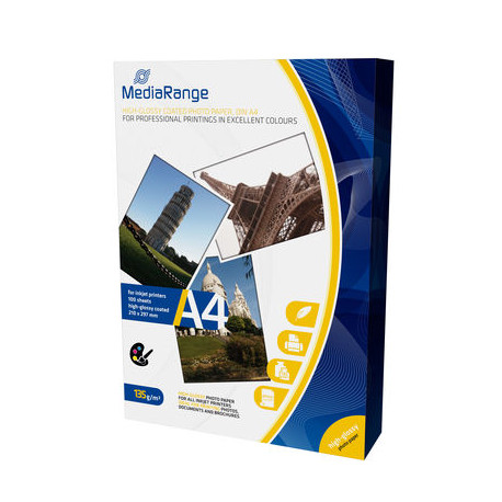 MediaRange DIN A4 Photo Paper for inkjet printers, high-glossy coated, 135g, 100 sheets