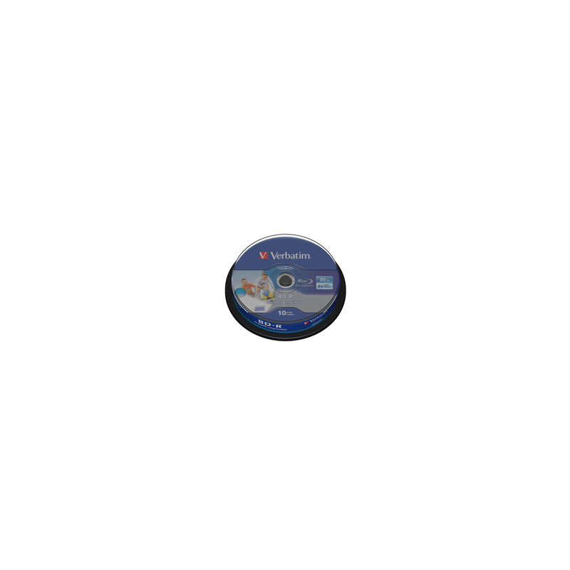 Verbatim BD-R SINGLE LAYER 25GB 6X SPINDLE WIDE PRINTABLE Cake 10 - DVD.pt