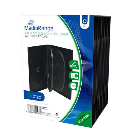 Pack 5 Mediarange DVD Box for 5 Discos, Black