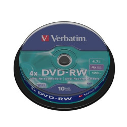 Verbatim DVD-RW SERL 4.7GB 4X MATT SILVER SURFACE Cake 10