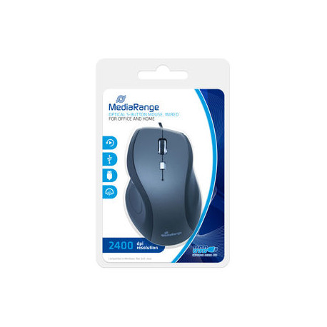 MediaRange Ratón Optical 5-button mouse, con fio, Negro/Gris