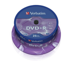 Verbatim DVD+R AZO 4.7GB 16X MATT SILVER SURFACE Cake 25