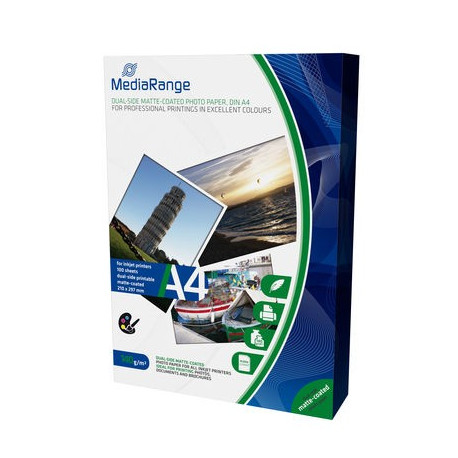 MediaRange DIN A4 Photo Paper for inkjet printers, dual-side matte-coated, 140g, 100 sheets